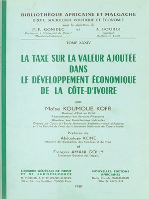 cover image of La Taxe sur la valeur ajoutée dans le développement économique de la Côte-d'Ivoire